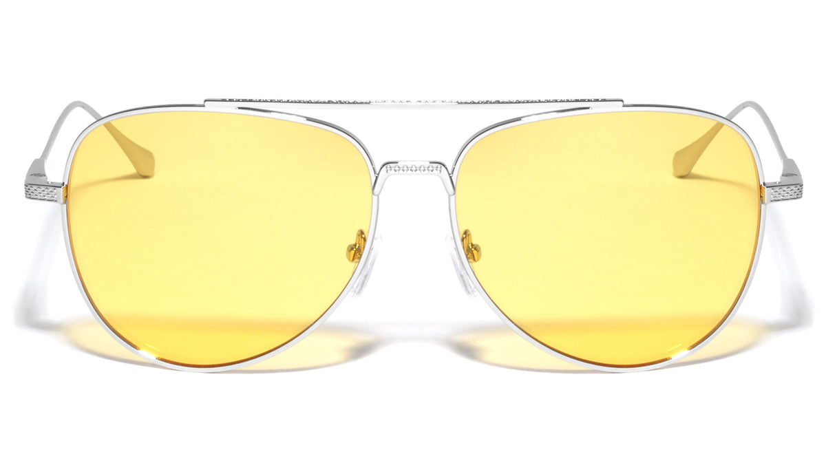 Premium Quality CR-39 Yellow Lens Nickel Frame Aviators Wholesale Sunglasses (sold by 1/2 dozen per order)