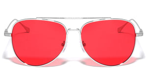 Premium Quality CR-39 Red Lens Nickel Frame Aviators Wholesale Sunglasses (sold by 1/2 dozen per order)
