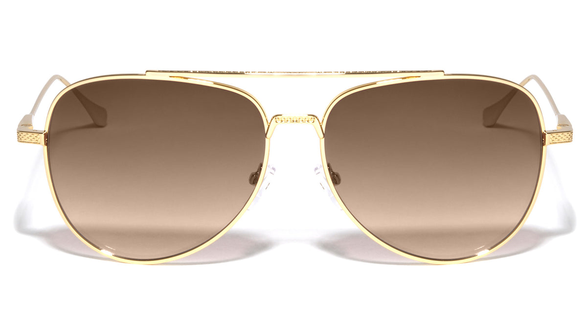 Premium Quality CR-39 Brown Lens Nickel Frame Aviators Wholesale Sunglasses (sold by 1/2 dozen per order)