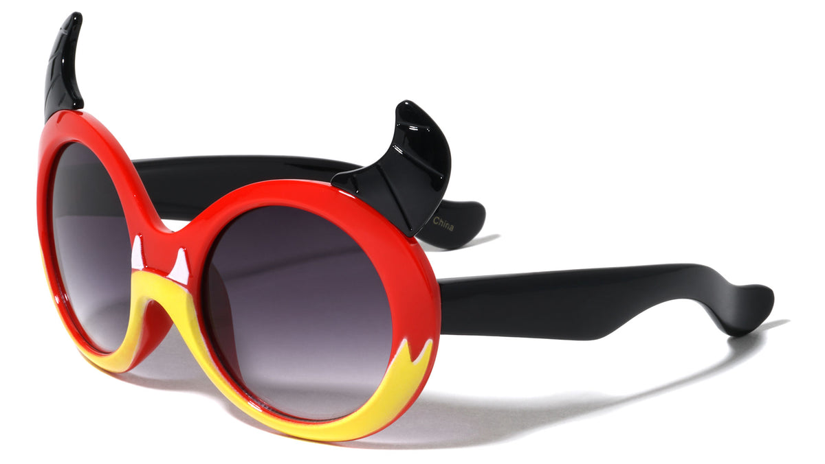 Kids Shape Horns Monster Round Wholesale Sunglasses