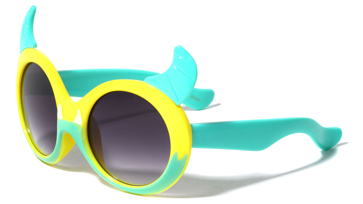 Kids Shape Horns Monster Round Wholesale Sunglasses
