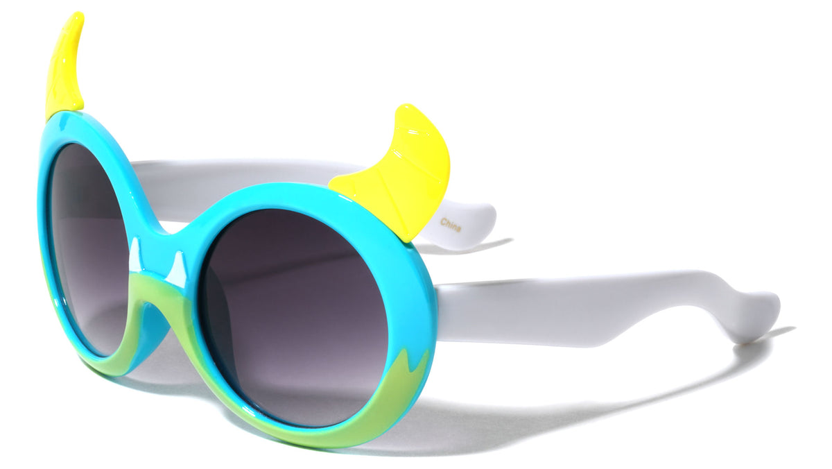 Kids Shape Horns Monster Round Wholesale Sunglasses