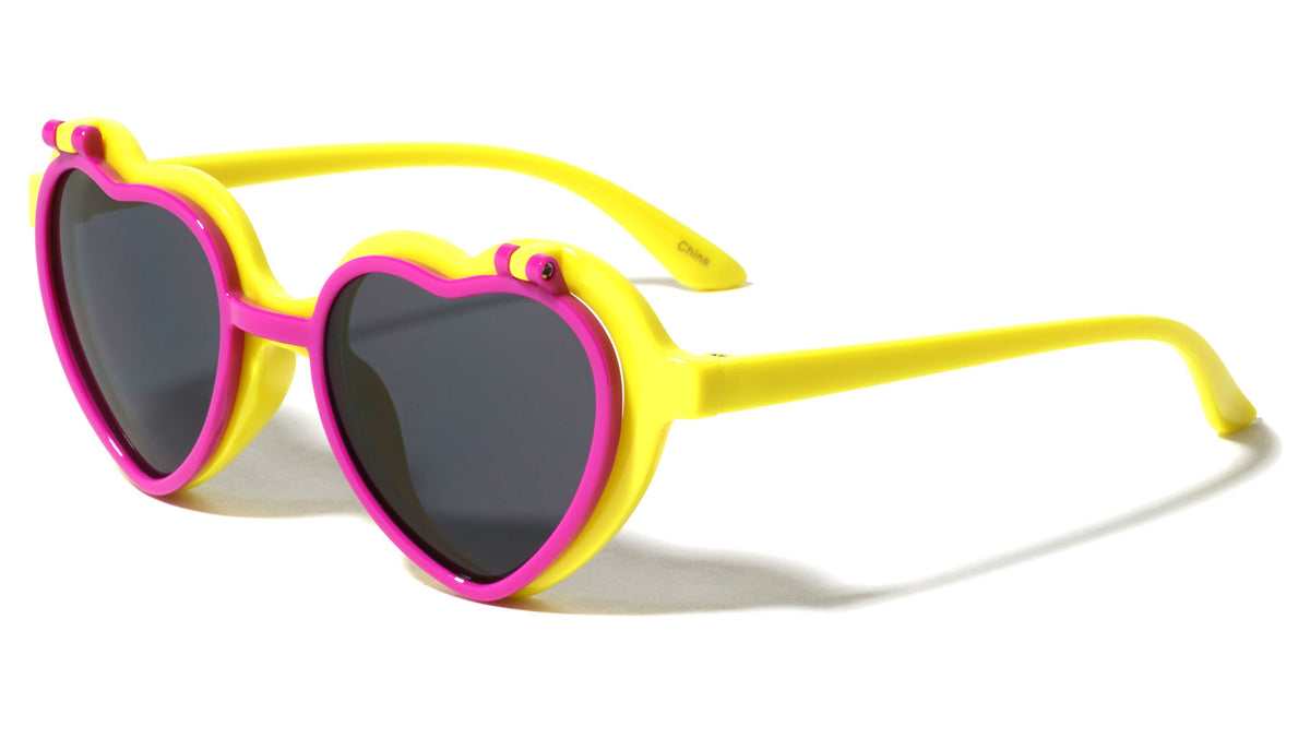 Kids Flip Up Heart Shaped Wholesale Sunglasses
