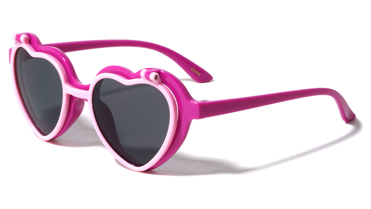 Kids Flip Up Heart Shaped Wholesale Sunglasses