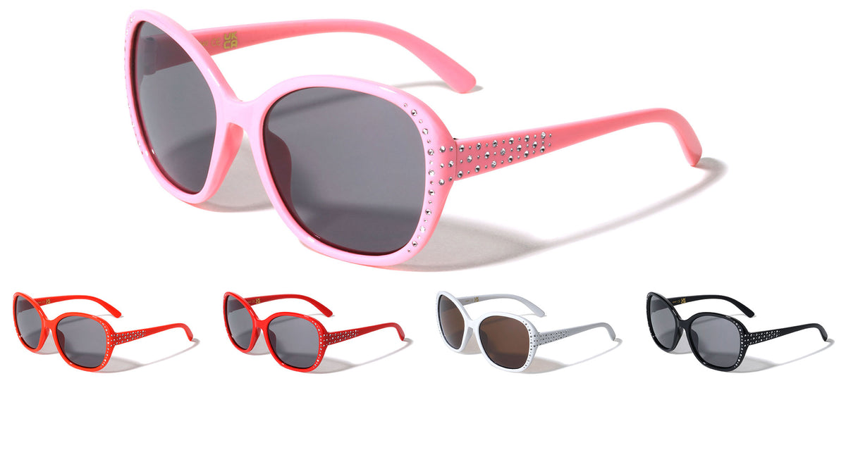 Kids Faux Rhinestone Rounded Butterfly Wholesale Sunglasses