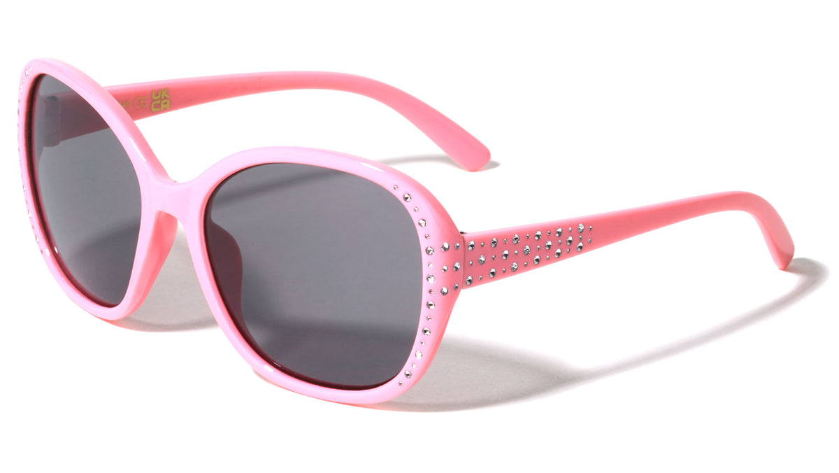Kids Faux Rhinestone Rounded Butterfly Wholesale Sunglasses