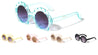 Kids Crystal Color Frame Round Lens Shell Shape Wholesale Sunglasses