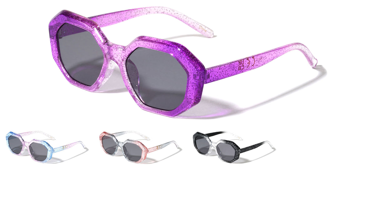 Kids Crystal Color Glitter Frame Geometric Wholesale Sunglasses