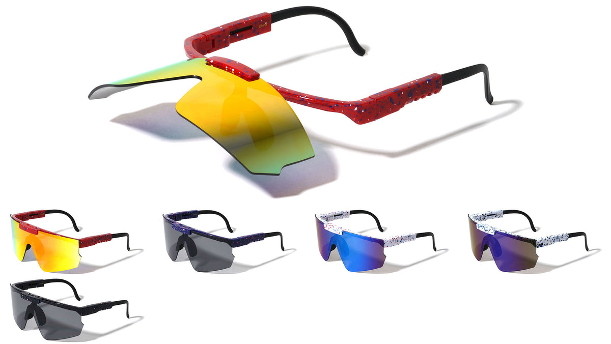 Kids Flip Up Color Mirror One Piece Shield Lens Sports Wholesale Sunglasses