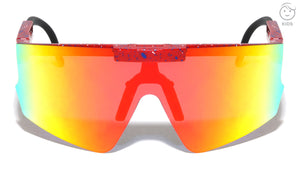 Kids Flip Up Color Mirror One Piece Shield Lens Sports Wholesale Sunglasses