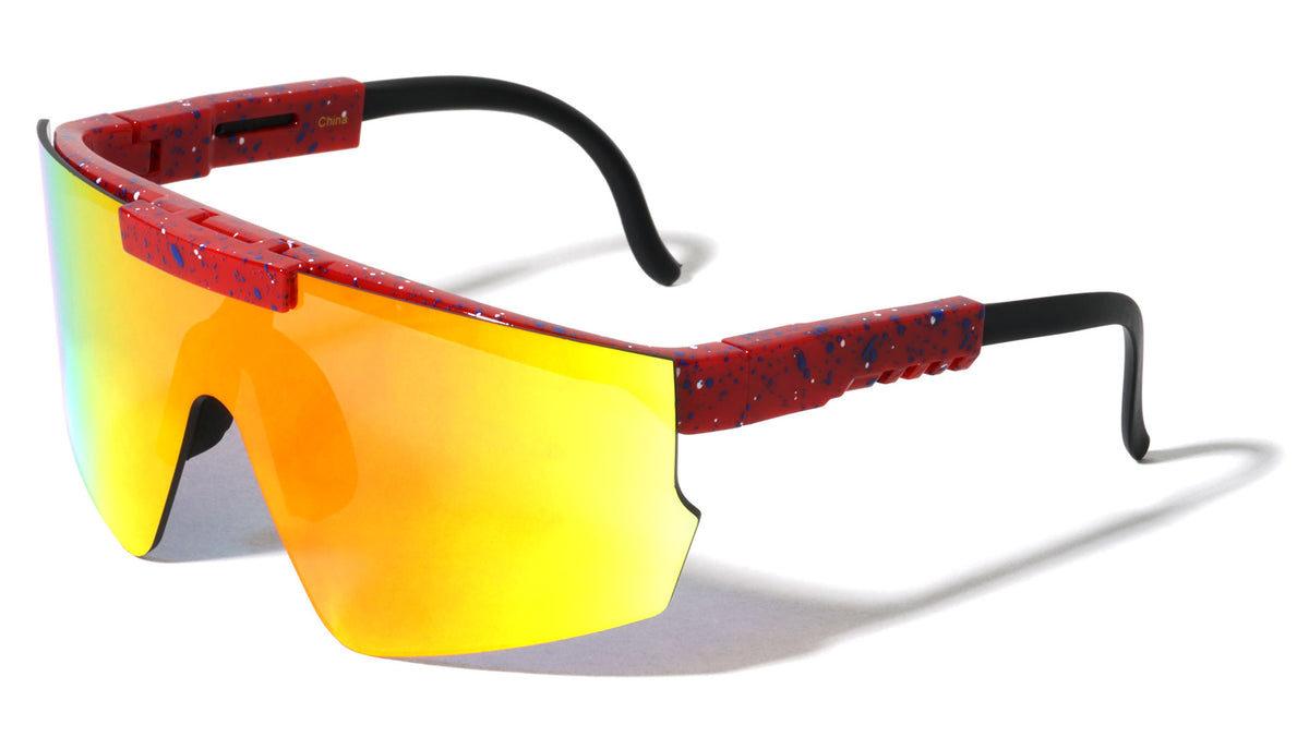Kids Flip Up Color Mirror One Piece Shield Lens Sports Wholesale Sunglasses