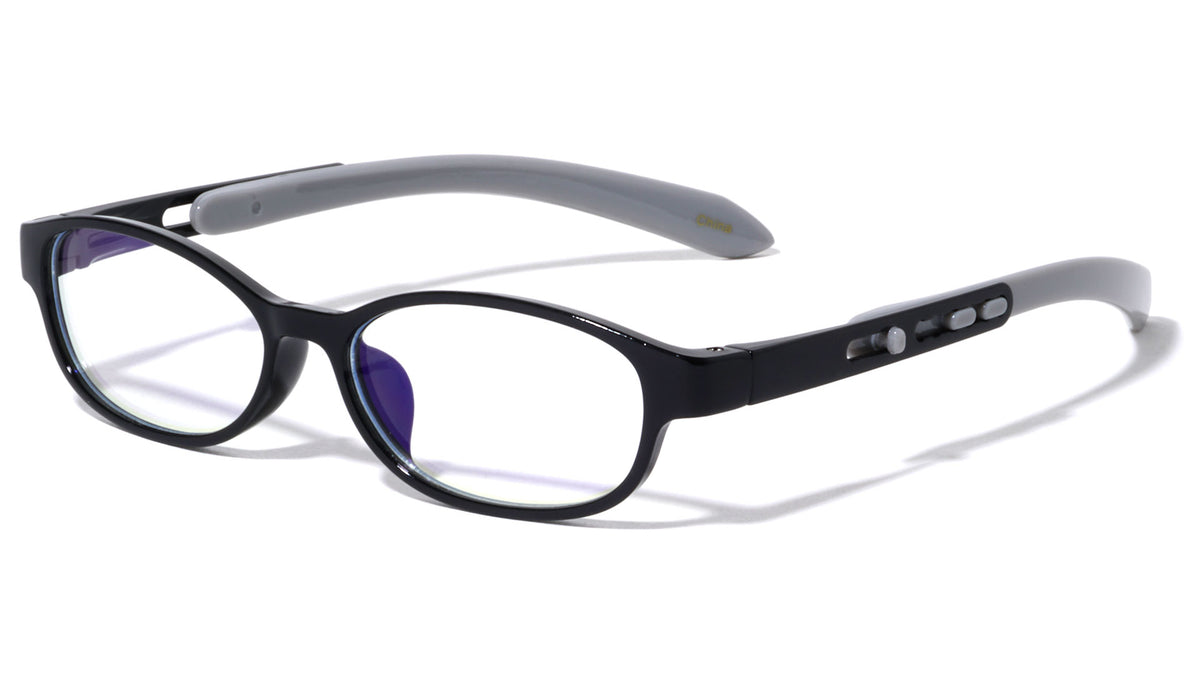 Kids Blue Light Blocking Black Round Rectangle Wholesale Eyewear