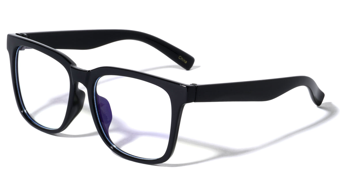 Kids Blue Light Blocking Squared Classic Black Wholesale Eyewear