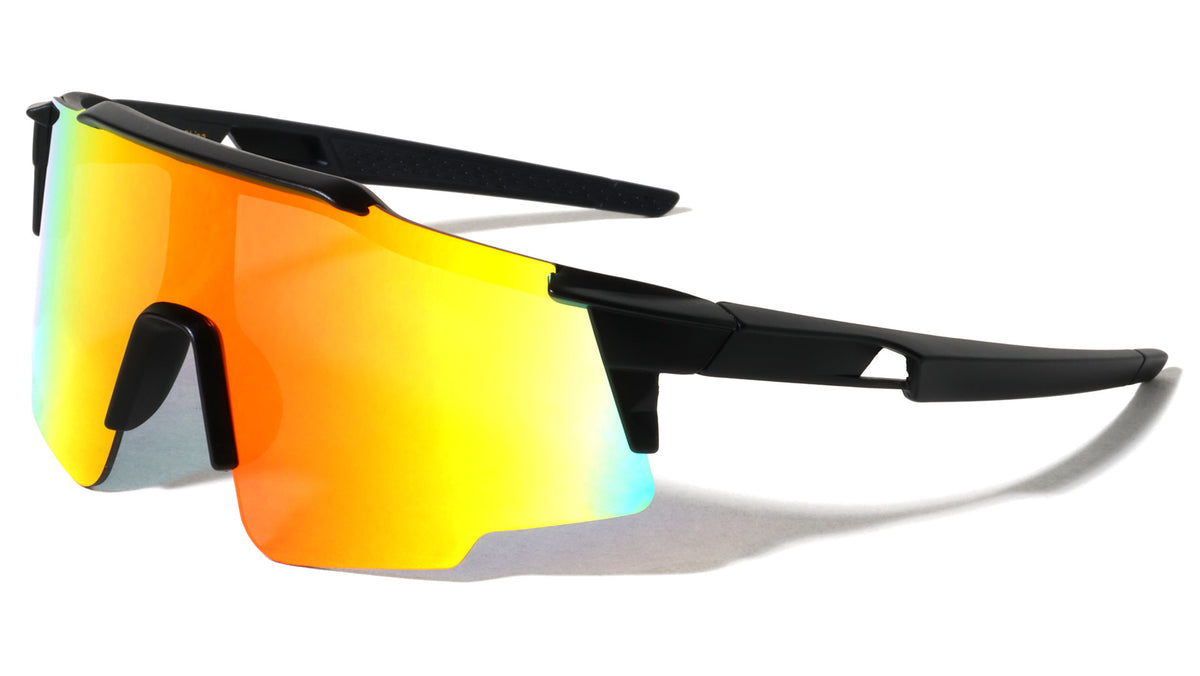 Kids Shield Semi Rimless Color Mirror Lens Sports Wholesale Sunglasses