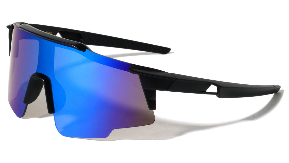 Kids Shield Semi Rimless Color Mirror Lens Sports Wholesale Sunglasses