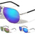 KHAN Aviators Cutout Front Color Mirror Wholesale Sunglasses