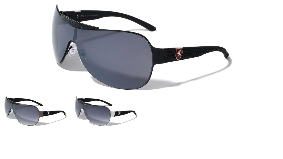 KHAN Solid One Piece Shield Wholesale Sunglasses