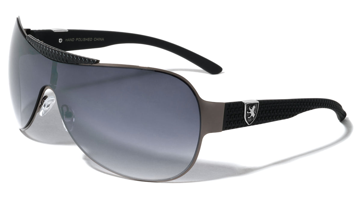 KHAN Solid One Piece Shield Wholesale Sunglasses