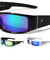 KHAN Color Mirror Curved Frame Rectangle Sports Wholesale Sunglasses
