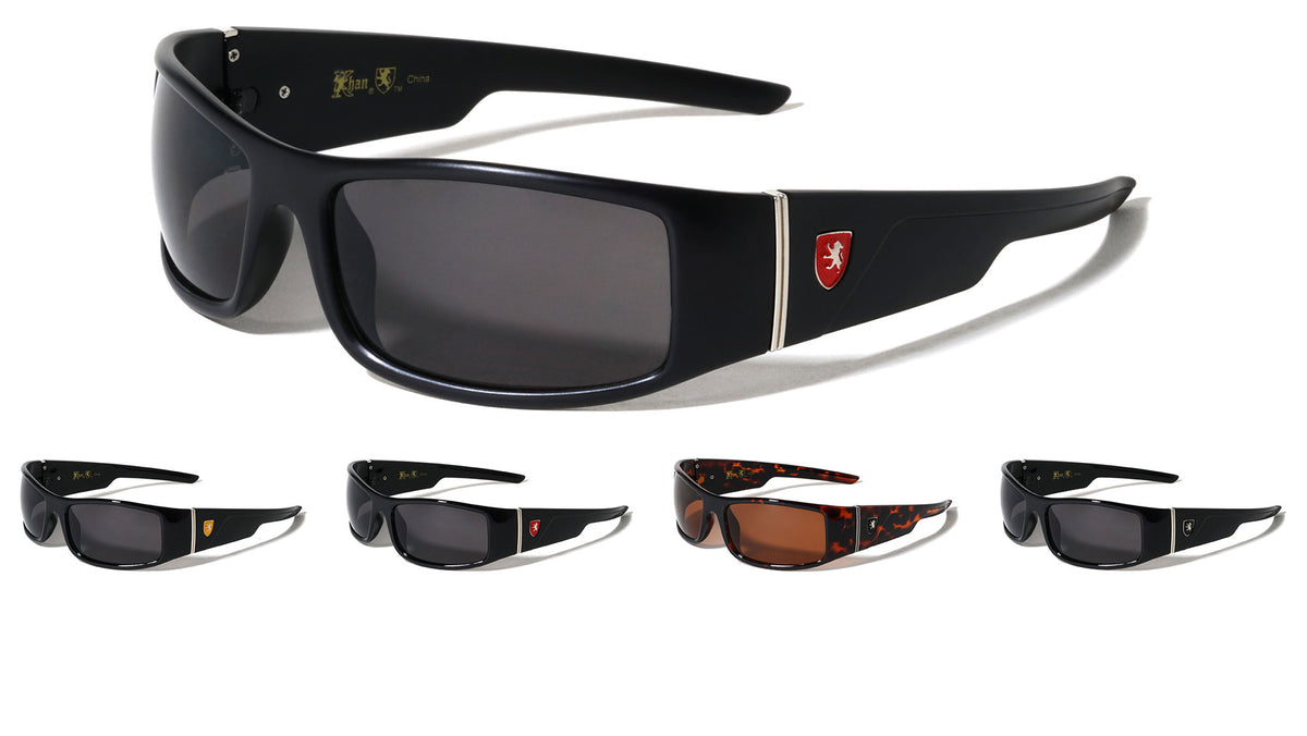 KHAN Curved Frame Rectangle Sports Wholesale Sunglasses