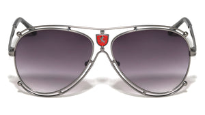 KHAN Cut Out Metal Frame Aviators Wholesale Sunglasses