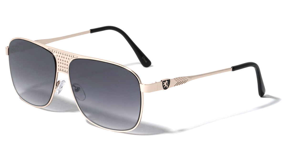 KHAN Aviators Flush Grille Wholesale Bulk Sunglasses
