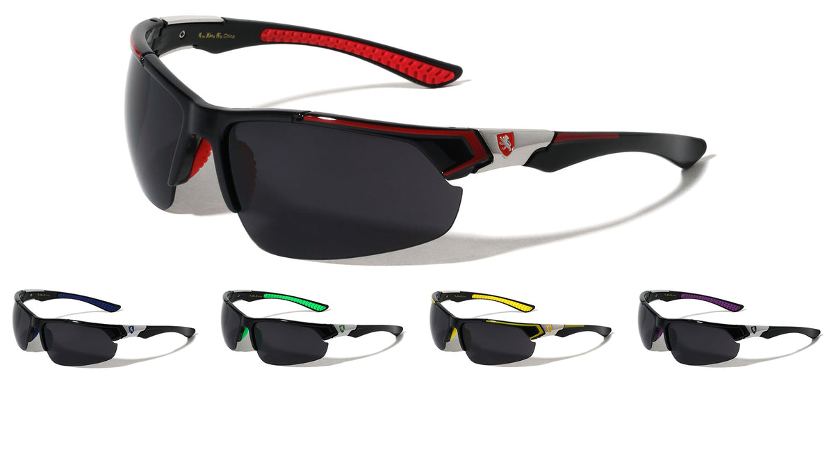 KHAN Semi-Rimless Sports Super Dark Lens Sunglasses Wholesale