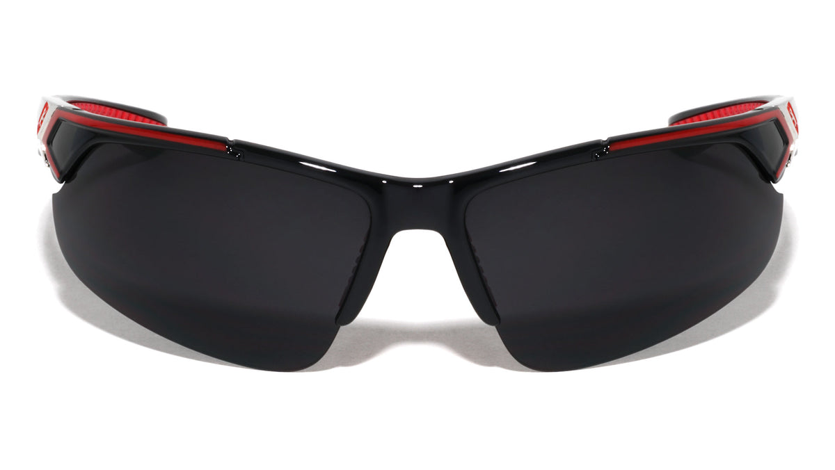 KHAN Semi-Rimless Sports Super Dark Lens Sunglasses Wholesale