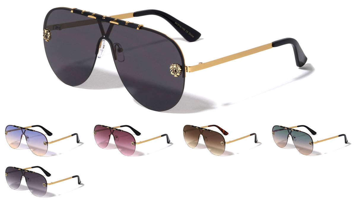 KLEO Flat Top Rimless One Piece Aviators Wholesale Sunglasses