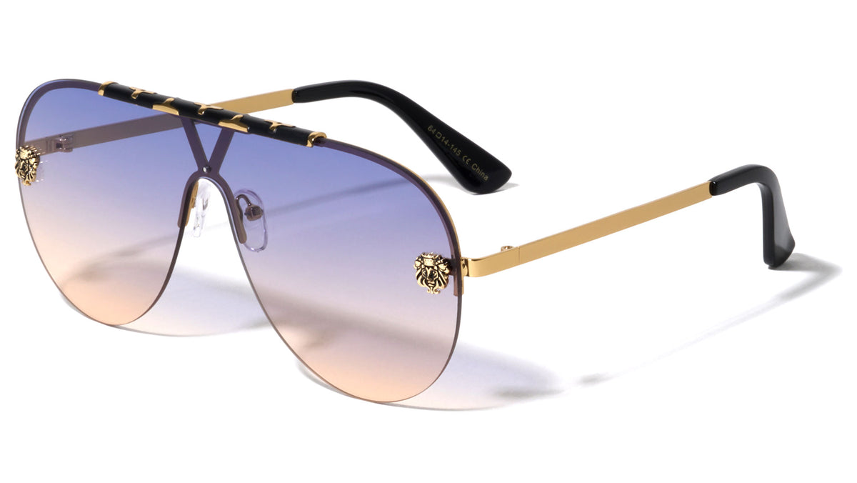 KLEO Flat Top Rimless One Piece Aviators Wholesale Sunglasses