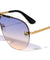 KLEO Flat Top Rimless One Piece Aviators Wholesale Sunglasses