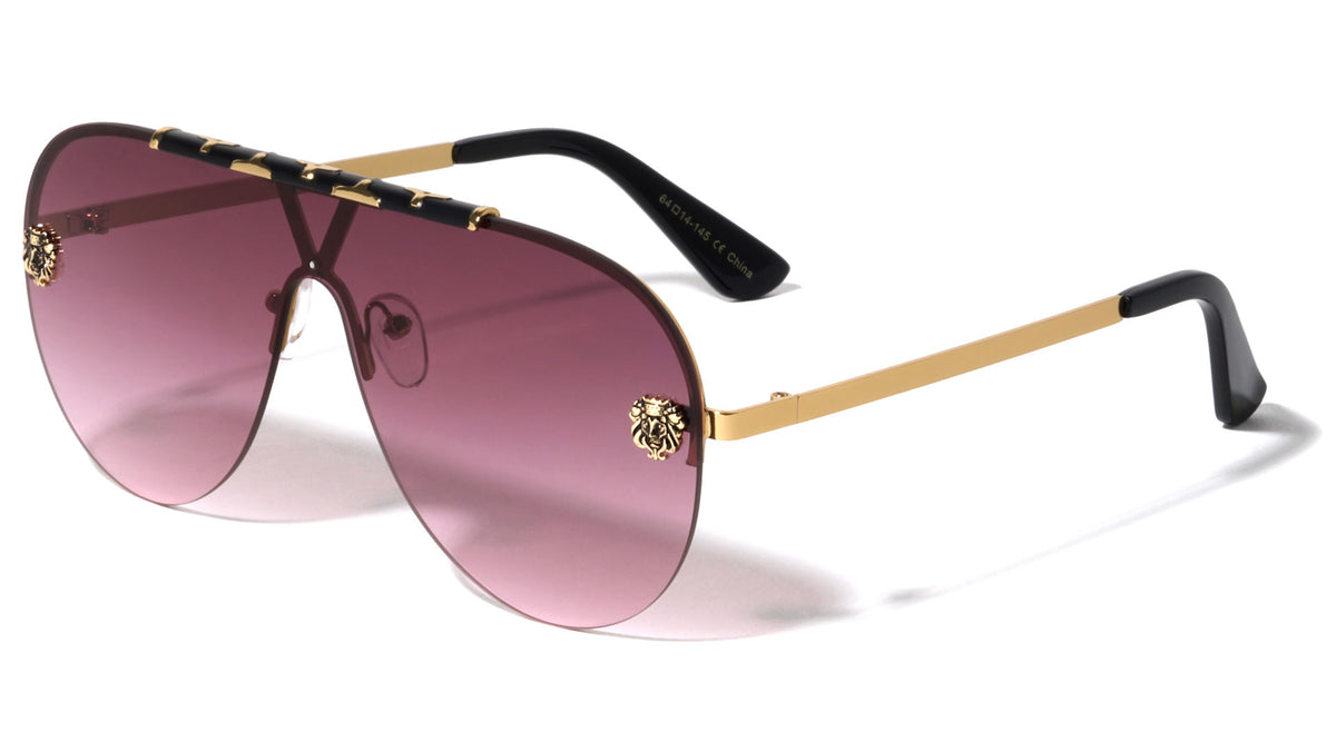 KLEO Flat Top Rimless One Piece Aviators Wholesale Sunglasses