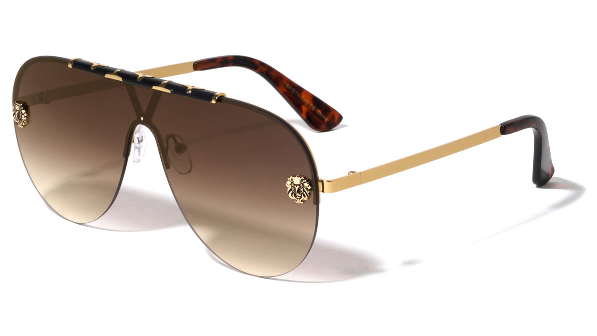 KLEO Flat Top Rimless One Piece Aviators Wholesale Sunglasses
