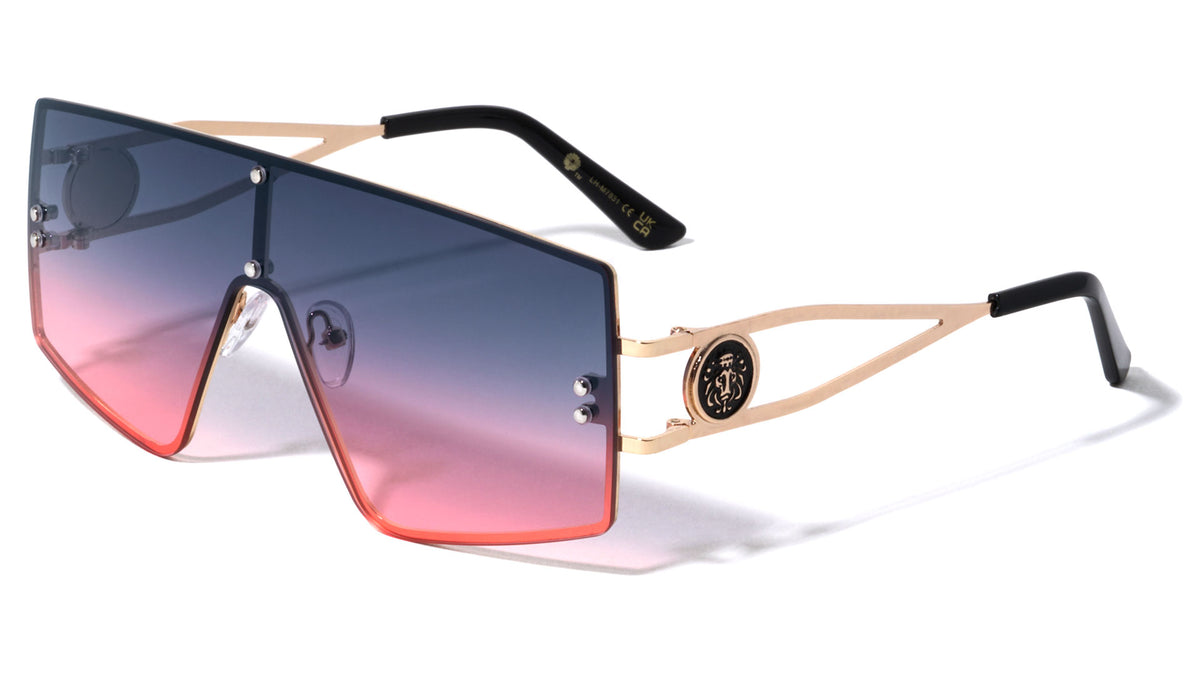 KLEO Rimless Flat One Piece Shield Geometric Wholesale Sunglasses