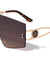 KLEO Rimless Flat One Piece Shield Geometric Wholesale Sunglasses