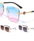 KLEO Diamond Edge Rimless Lens Riveted Temple Butterfly Wholesale Sunglasses