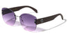 KLEO Rimless Diamond Edge Cut Lens Fashion Butterfly Wholesale Sunglasses