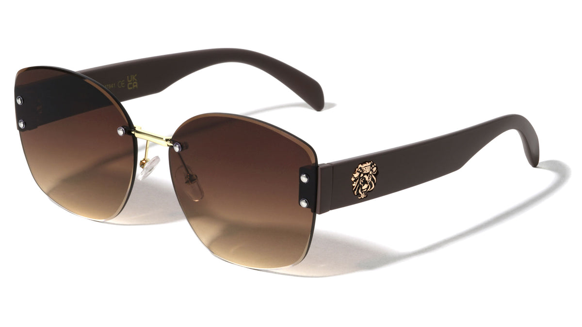 KLEO Rimless Diamond Edge Cut Lens Fashion Butterfly Wholesale Sunglasses