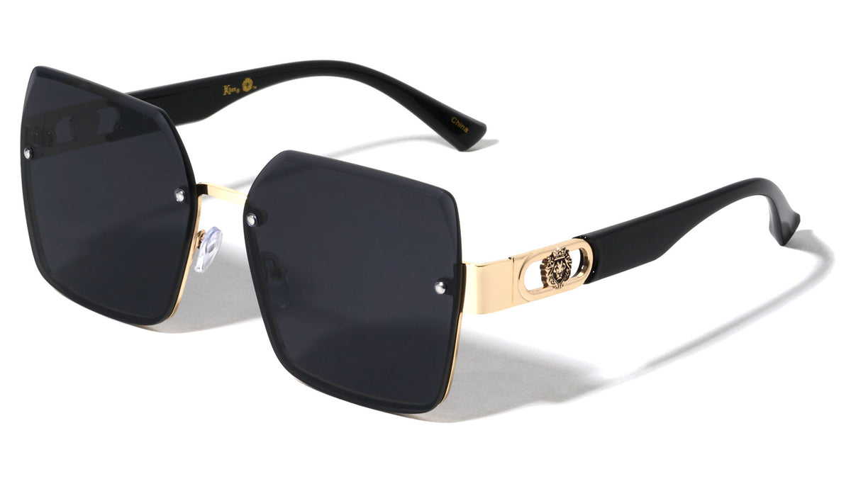 KLEO Semi-Rimless Diamond Edge Cut Lens Geometric Wholesale Sunglasses