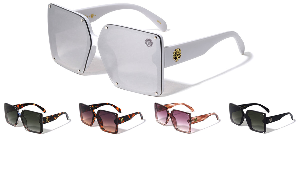 KLEO Oversized Flat Rimless Lens Square Wholesale Sunglasses