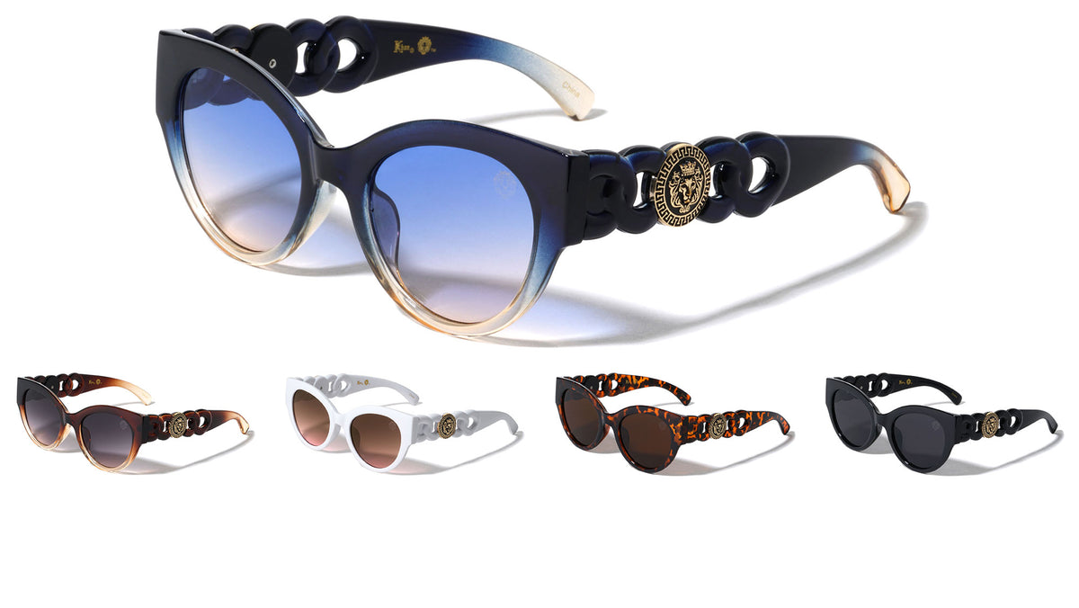 KLEO Round Chain Temple Retro Cat Eye Wholesale Sunglasses