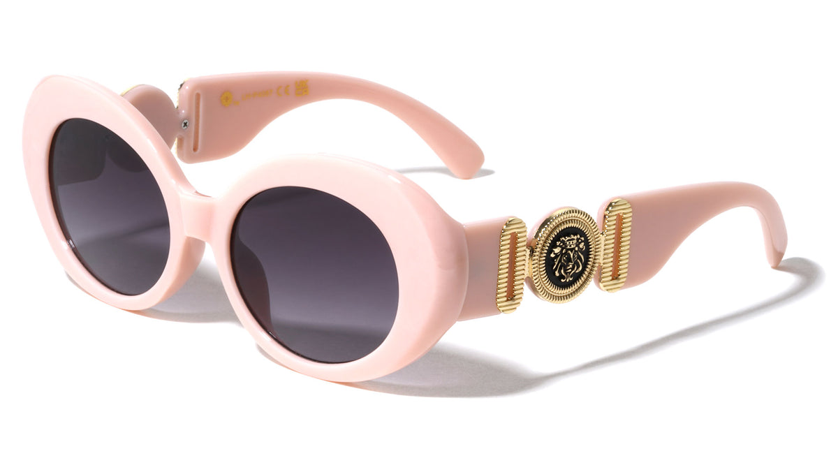 KLEO Side Coin Logo Emblem Retro Oval Wholesale Sunglasses