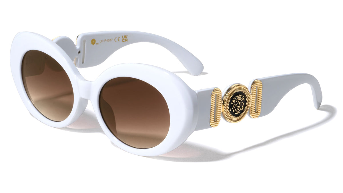 KLEO Side Coin Logo Emblem Retro Oval Wholesale Sunglasses