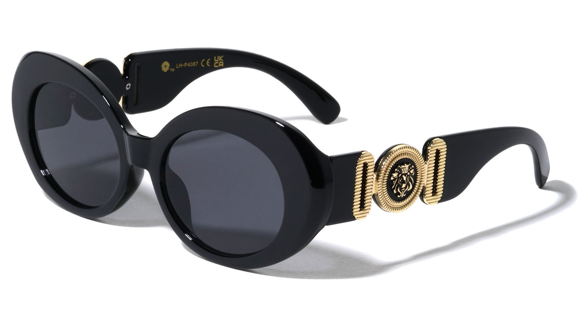 KLEO Side Coin Logo Emblem Retro Oval Wholesale Sunglasses
