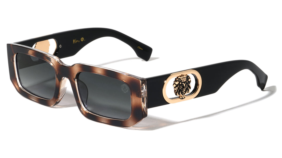 KLEO Lion Head Temple Emblem Fashion Rectangle Wholesale Sunglasses