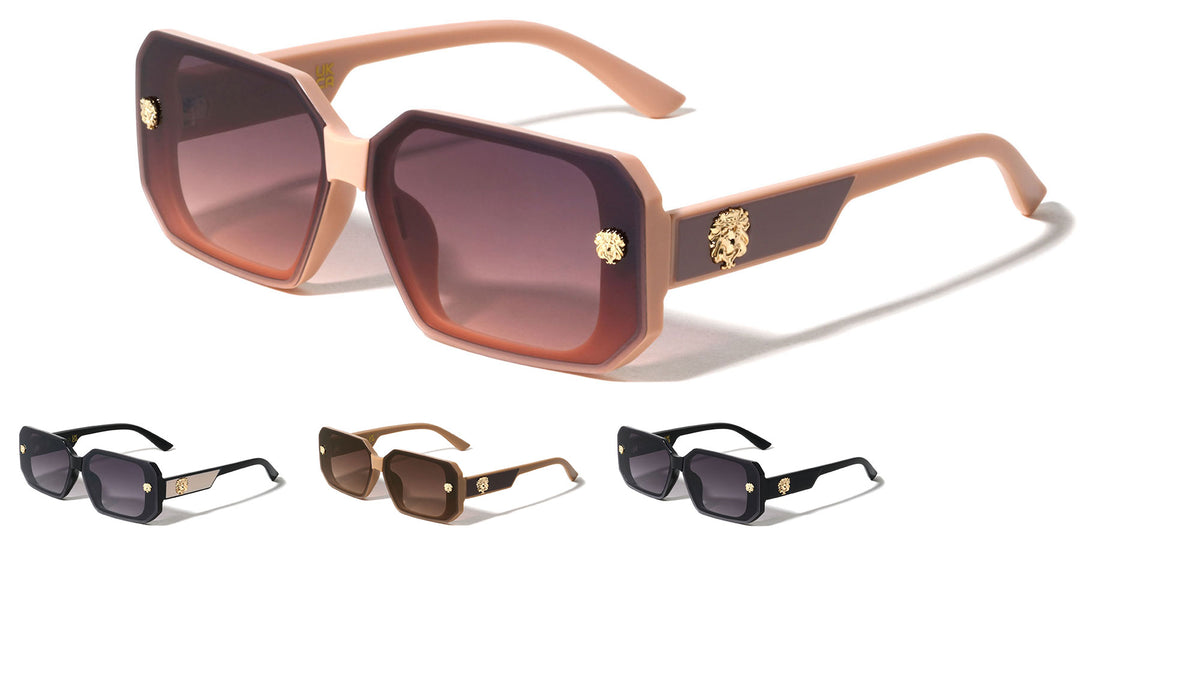 KLEO Lion Studs Temple Color Accent Fashion Geometric Wholesale Sunglasses