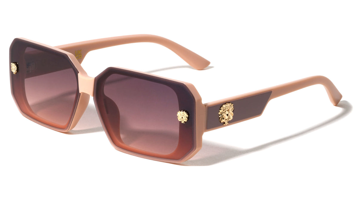 KLEO Lion Studs Temple Color Accent Fashion Geometric Wholesale Sunglasses