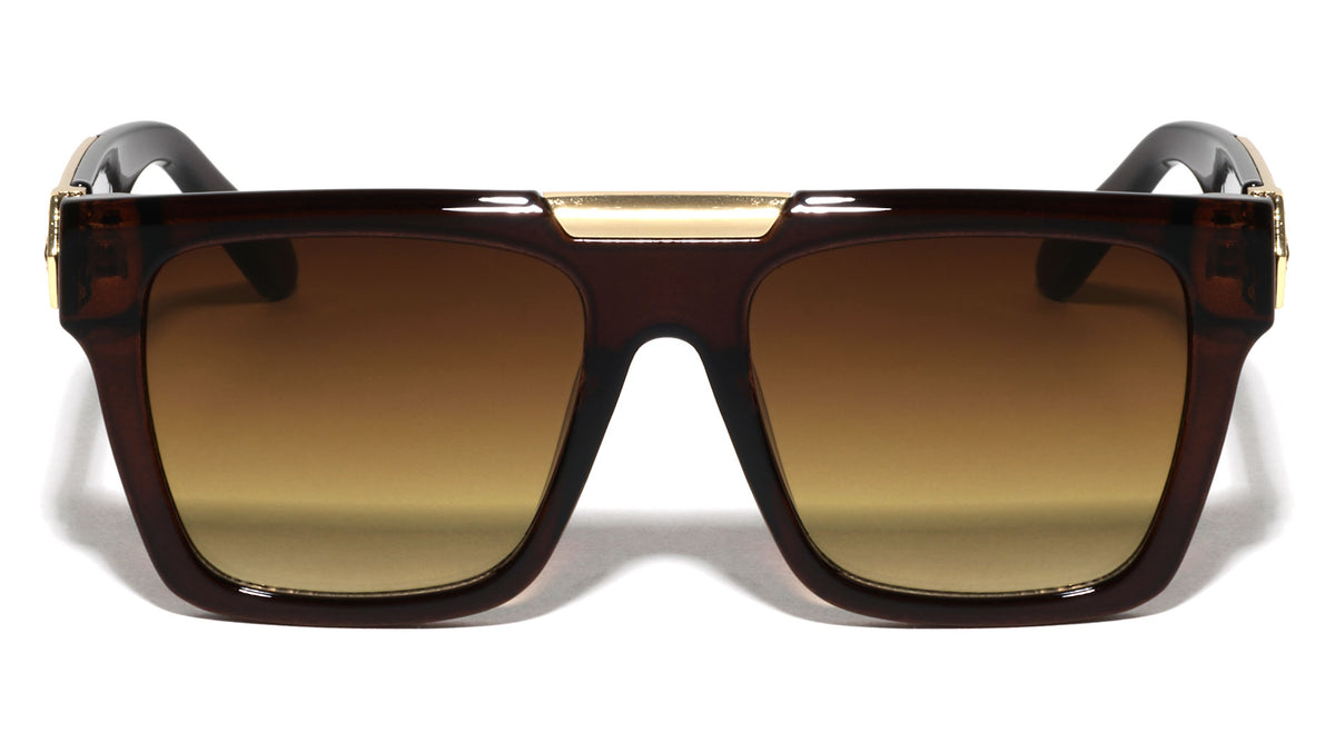 KLEO Honeycomb Gold Accent Flat Top Square Wholesale Sunglasses