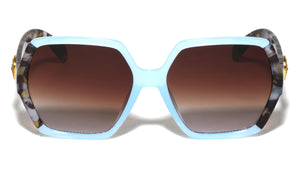 KLEO Coin Emblem Duo-Tone Crystal Color Frame Butterfly Wholesale Sunglasses