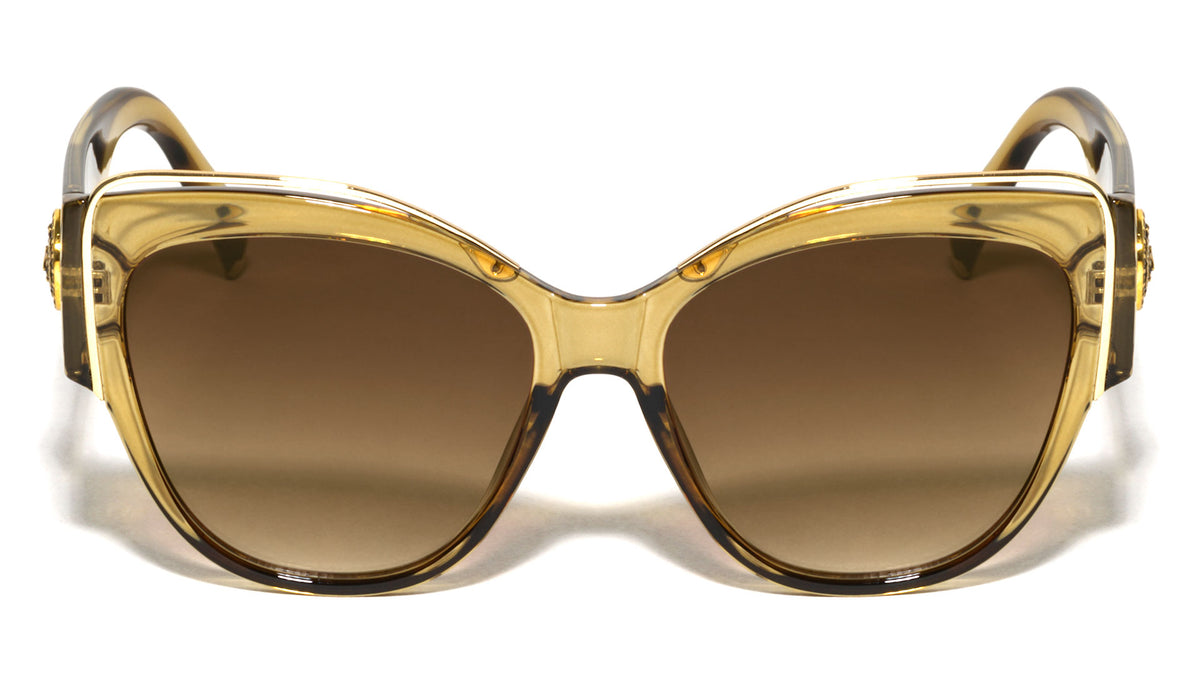 KLEO Gold Brow Coin Emblem Fashion Cat Eye Wholesale Sunglasses